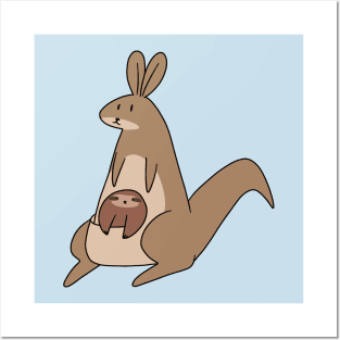 Kangaroo and Little Sloth Posters and Art